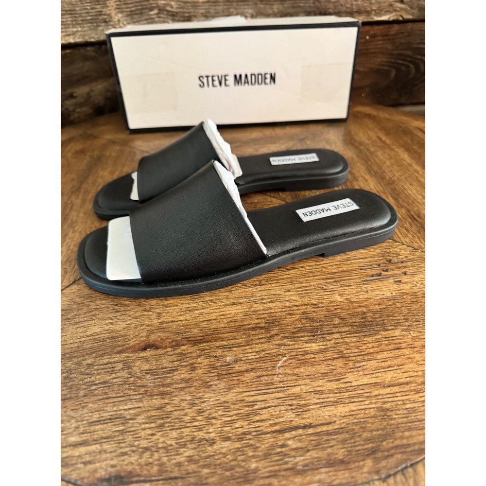 Steve Madden Black Slide Sandals